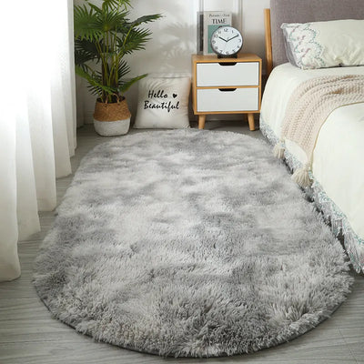 Oval fur rug